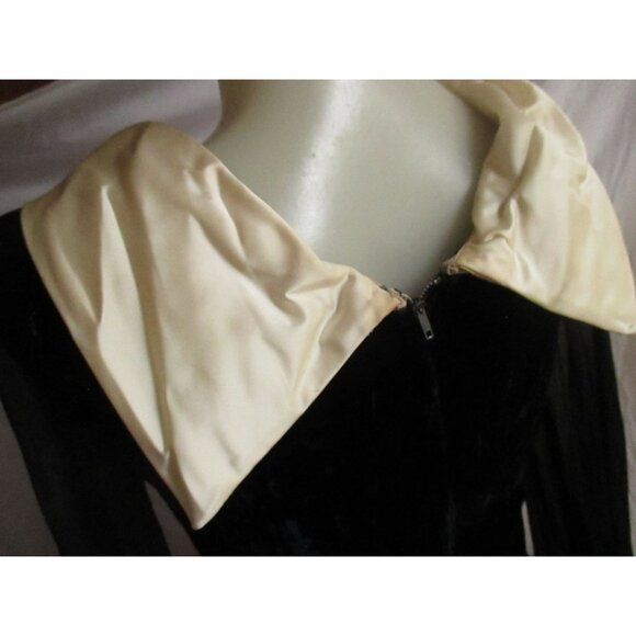 Vintage Women's Dress 6 1960's Crushed Velvet Sheer Sleeve Mod Funeral Veruca S - Picture 9 of 16